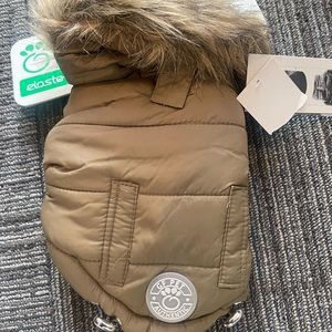 Urban Parka - Khaki Sherpa Lined Water Resistant Dog Coat XXS NEW WITH TAGS